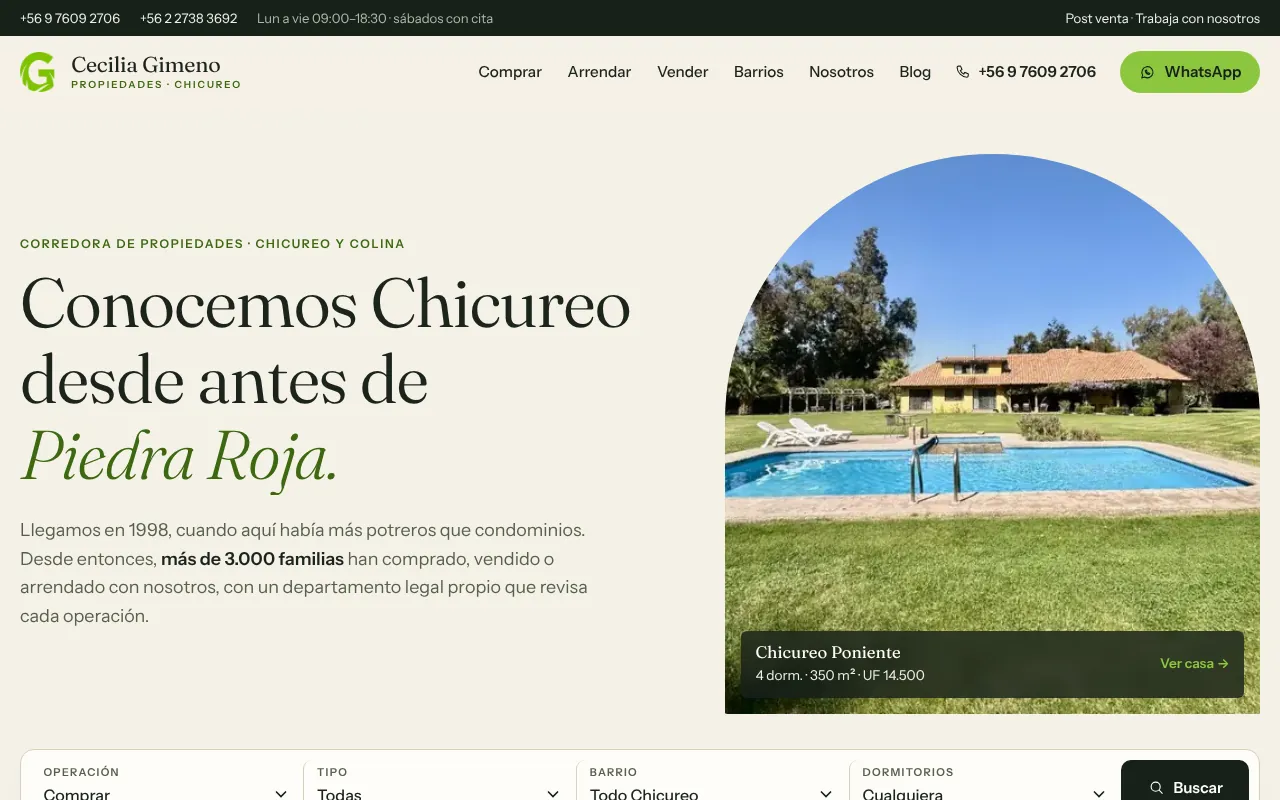 Propuesta de sitio web para Cecilia Gimeno Propiedades