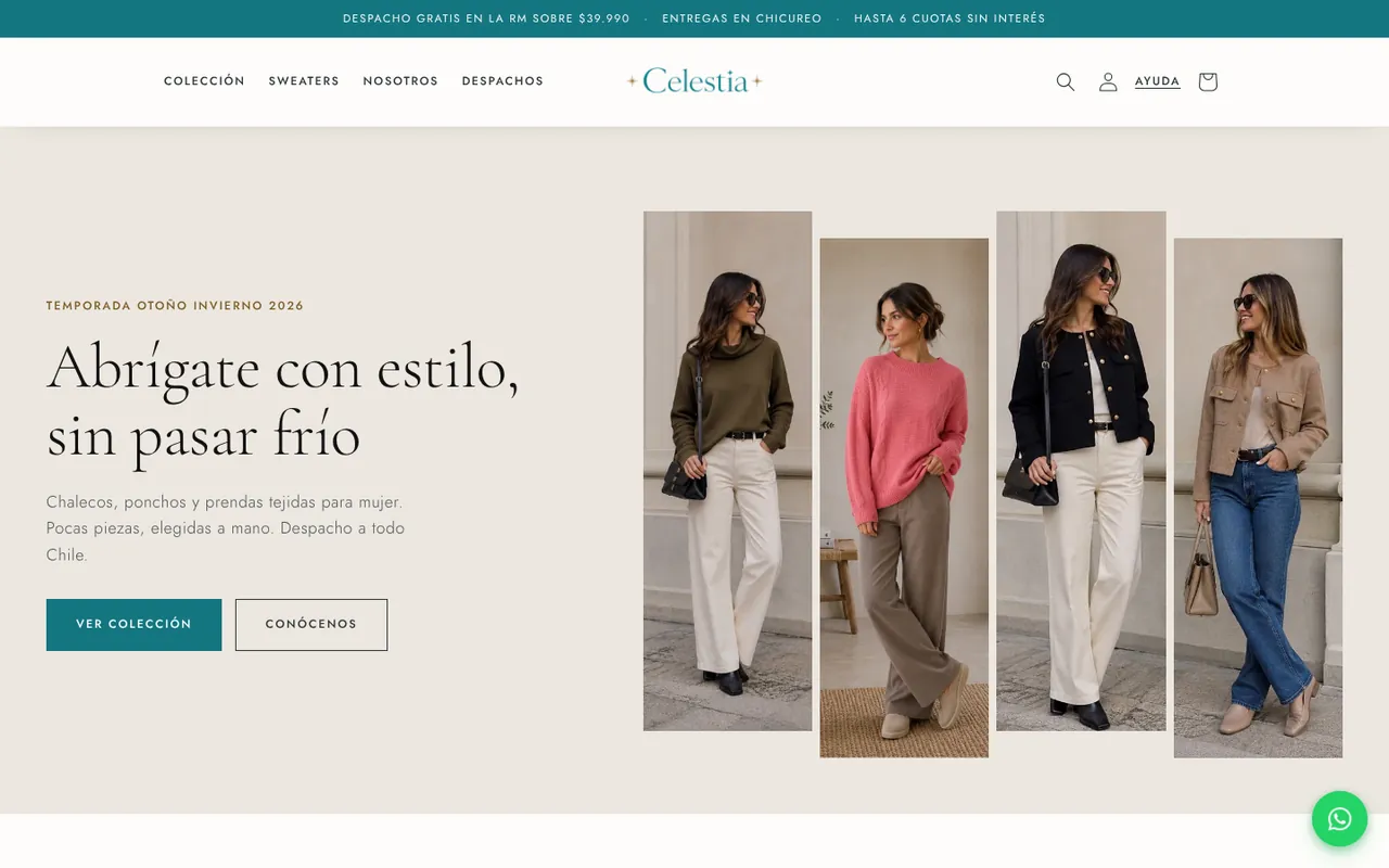 Inicio de la tienda Celestia